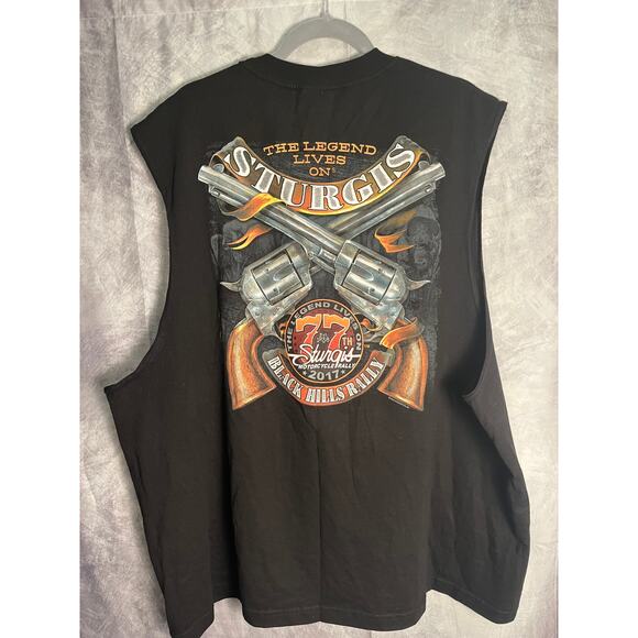 Sturgis 2017 Black Hills Rally Cutoff Tank Top Men’s 3XL Motorcycles Graphic Tee - Picture 3 of 6
